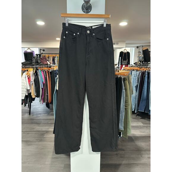 Rag & Bone Logan Mid Rise Wide Leg Black Jeans Size 25 - Picture 1 of 8